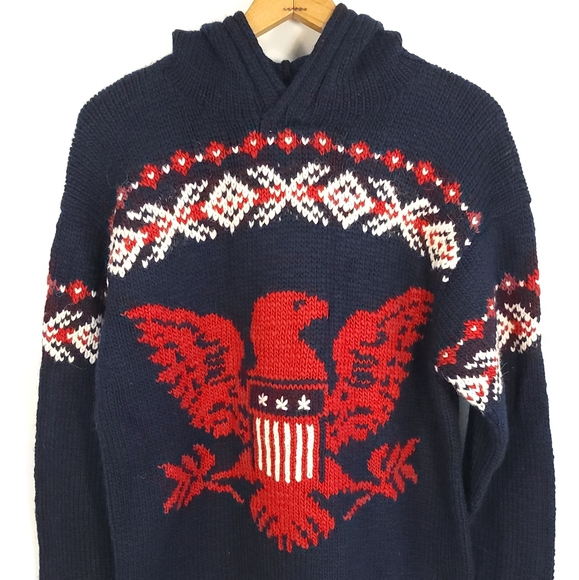 Polo Ralph Lauren Sweater Men's Large Navy Blue Red White Eagle